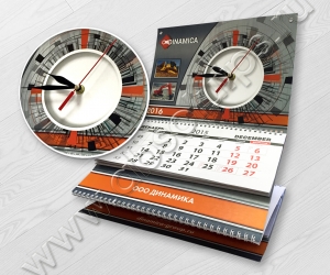 Календарь "Трио стандарт" с часовым механизмом. Блоки стандартные.